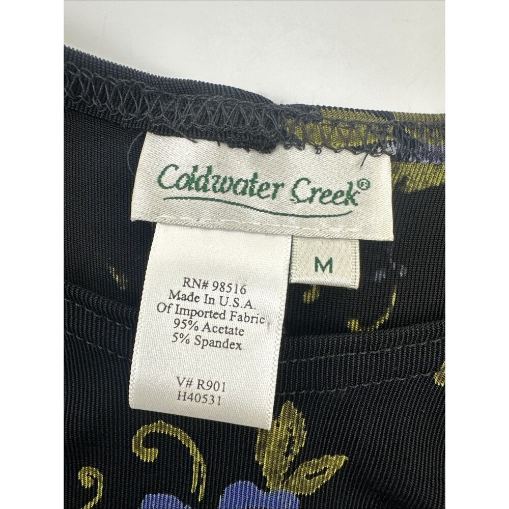 Coldwater Creek Maxi Dress Acetate Stretch Purple Floral Travel Ruffle Slinky - Picture 9 of 13